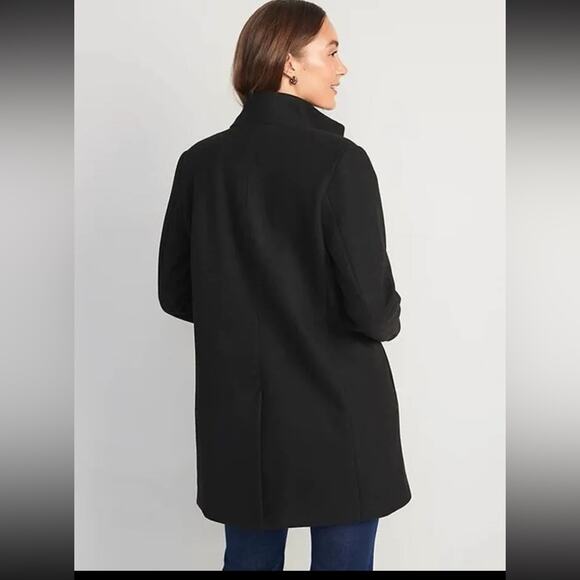 Old navy black soft brushed funnel neck coat - Picture 4 of 11